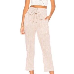 NEW Free People neutral cotton striped high rise pants women's size XS 2